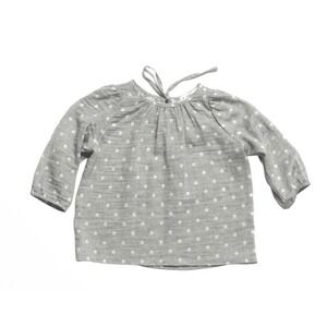 Soor Ploom Frances Blouse 18/24 Months Gray Dot Bohemian Ruched Tie Back Vintage